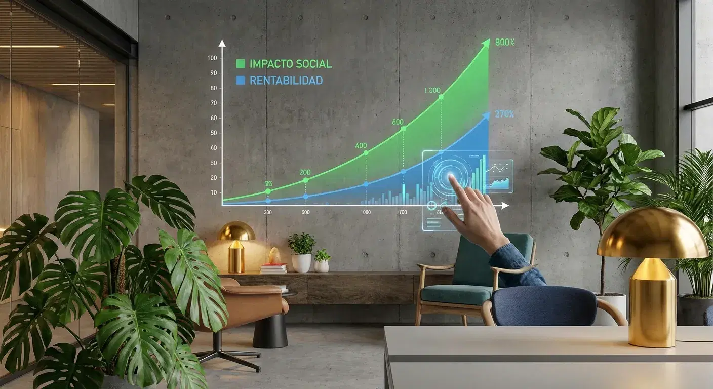 Gráfico interactivo de rentabilidad e impacto social