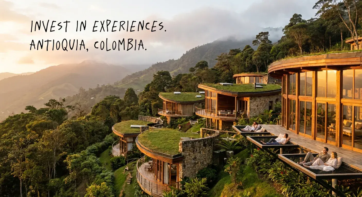 Eco-resort de lujo sostenible escondido en las montañas verdes de Colombia