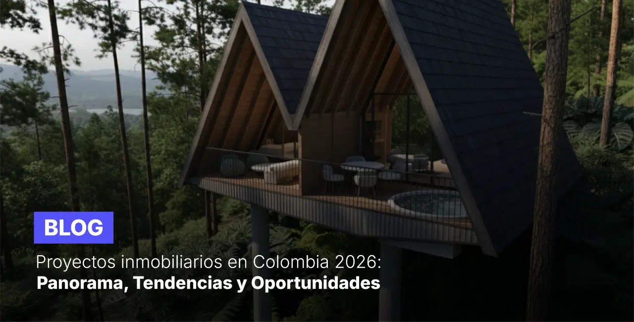 Vista aérea de proyectos inmobiliarios en Colombia 2026: torres residenciales y zonas verdes — LOKL (Nido de Agua y Aldea).