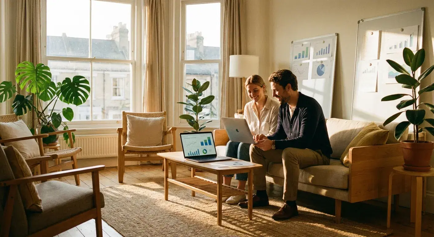 Dos personas analizando datos de inversión en un portátil