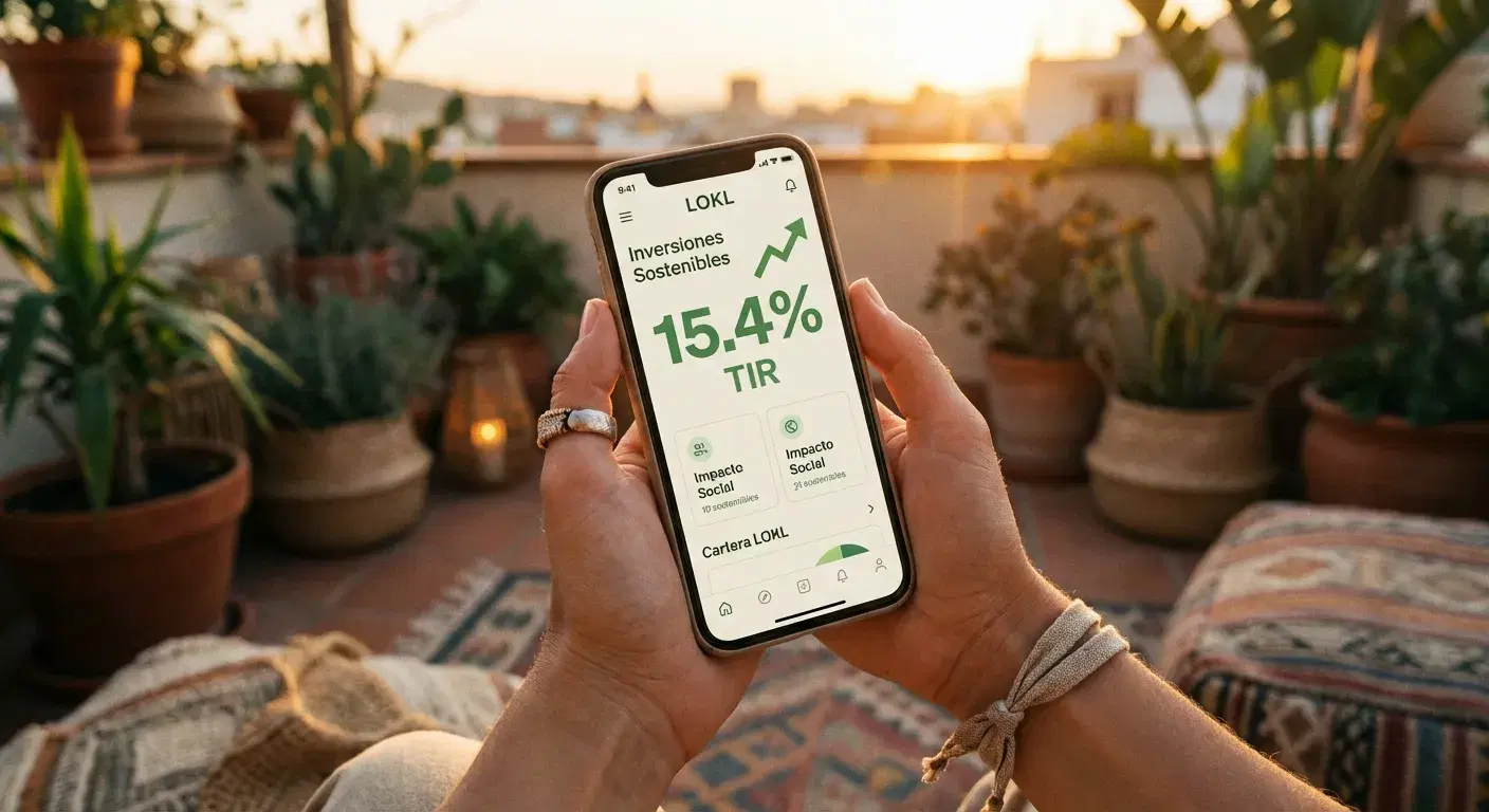 Smartphone mostrando la Tasa Interna de Retorno (TIR) en una app financiera